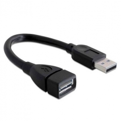 Kabel USB A żenski - USB A męski - 15cm - czarny