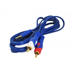Kabel Jack 3,5mm na 2 wtyki RCA 3m HQ niebieski