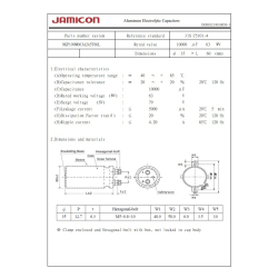 Kondensator elektrolityczny 1000uF 63V 35x60 85'C Jamicon - seria KP