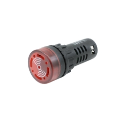 Kontrolka LED z buzzerem 28mm 12Vdc - czerwona